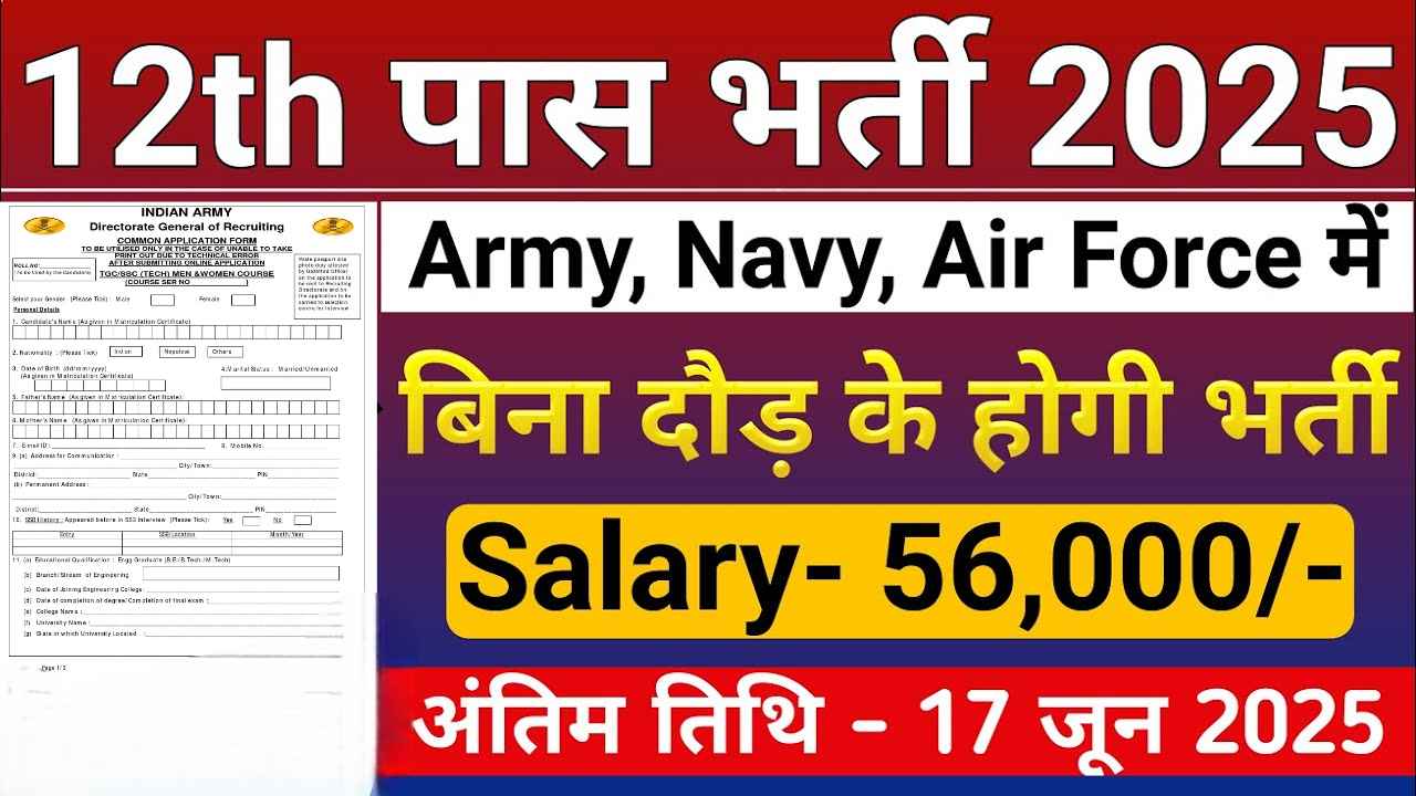 12वीं पास के लिए Army, Navy और Air Force में भर्ती 2025: सुनहरा अवसर